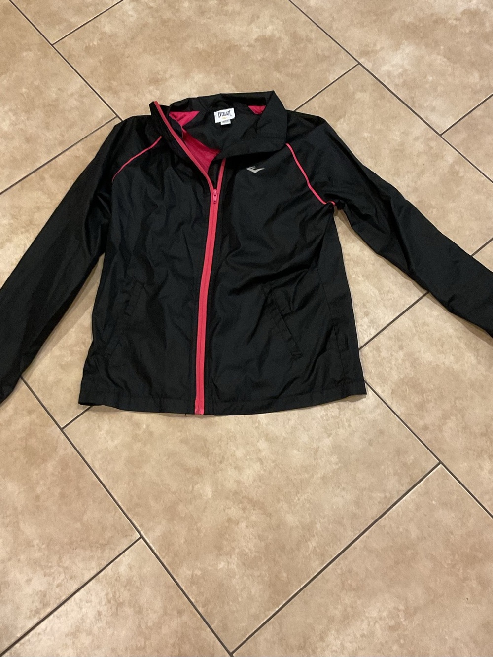Everlast Black Windbreaker Warmup Jacket with Pink Trim